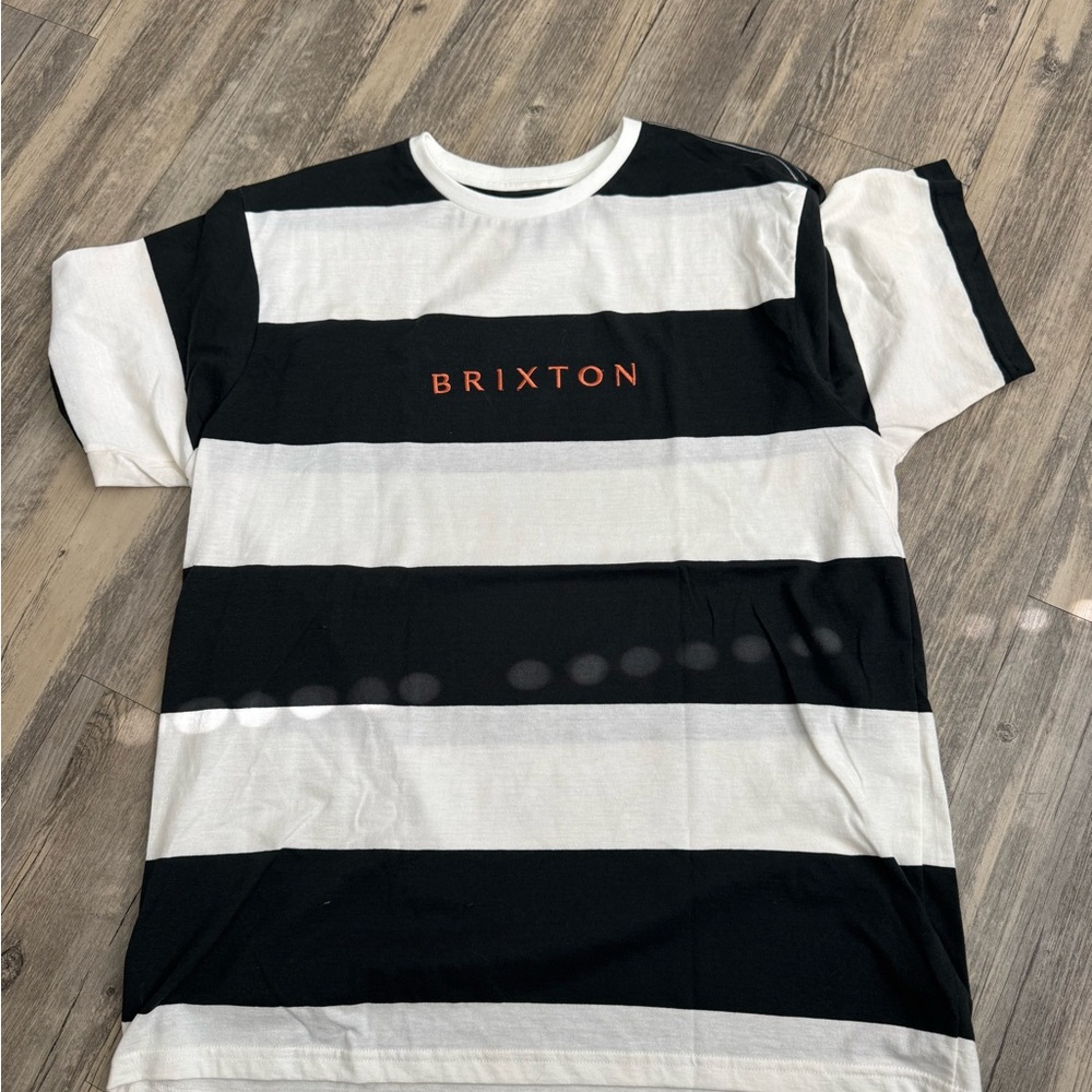 Brixton Bold Stripe Tee with Orange Logo